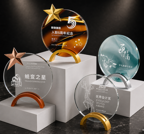 Orbit Star Glass Recognition Award - custom glass awards with your logo